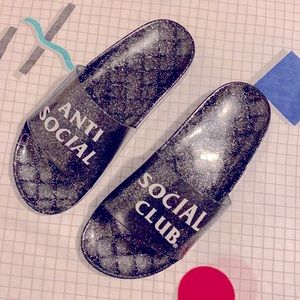 AntiSocialSocialClub | Black Glitter Slides | 8